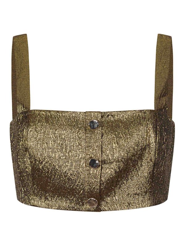 Self Portrait: Tops y camisetas sin mangas - Top - Dorado