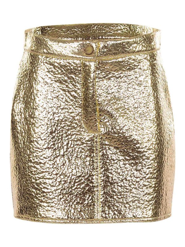 ALYSI: Knee length skirts & Midi - Skirt In Faux Leather Gold