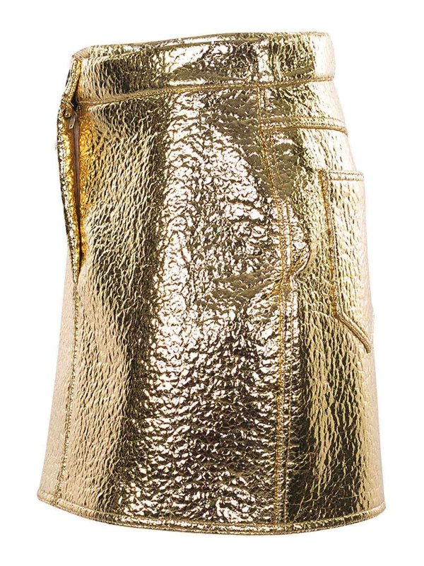 ALYSI: Knee length skirts & Midi online - Skirt In Faux Leather Gold