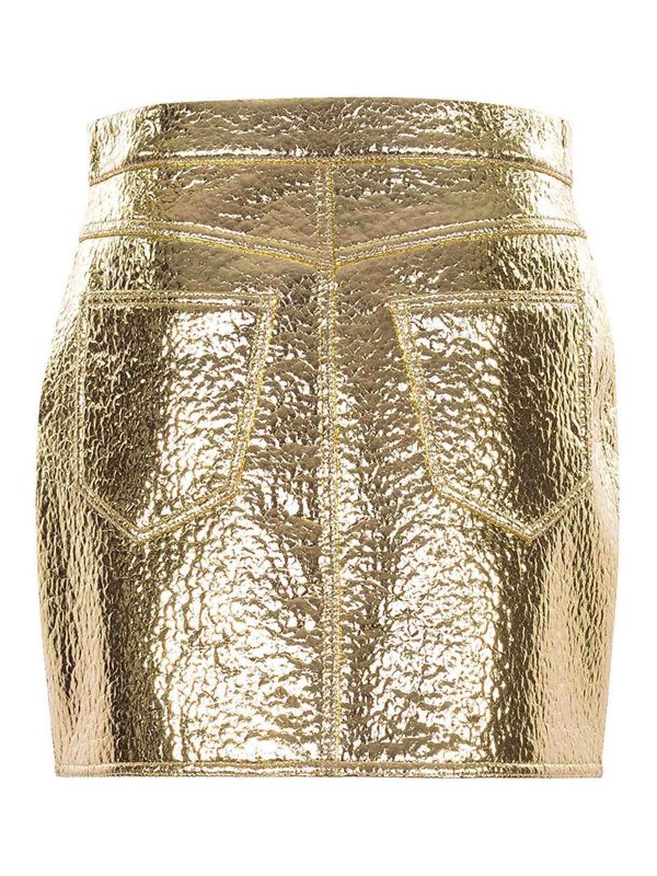 The Best Shops ALYSI: Knee length skirts & Midi - Skirt In Faux Leather Gold