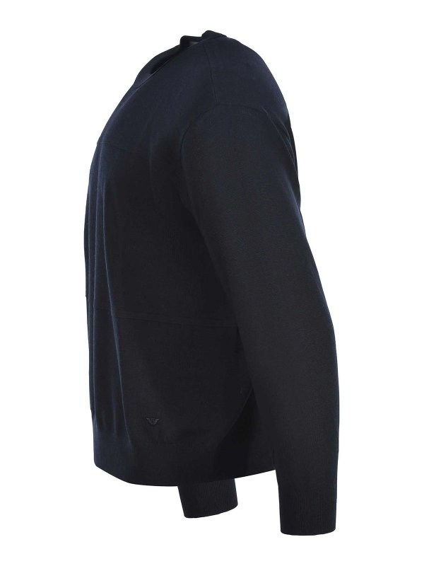 EMPORIO ARMANI: Strickpullover mit Rundhalsausschnitt online - Rundhalspullover - Blau