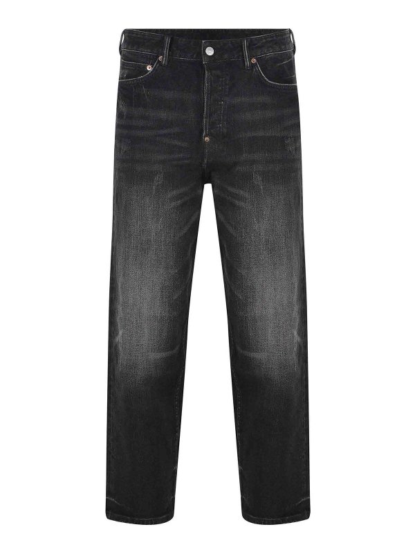 EVISU: bootcut jeans - Jeans Black In Dark Denim Cotton Blend