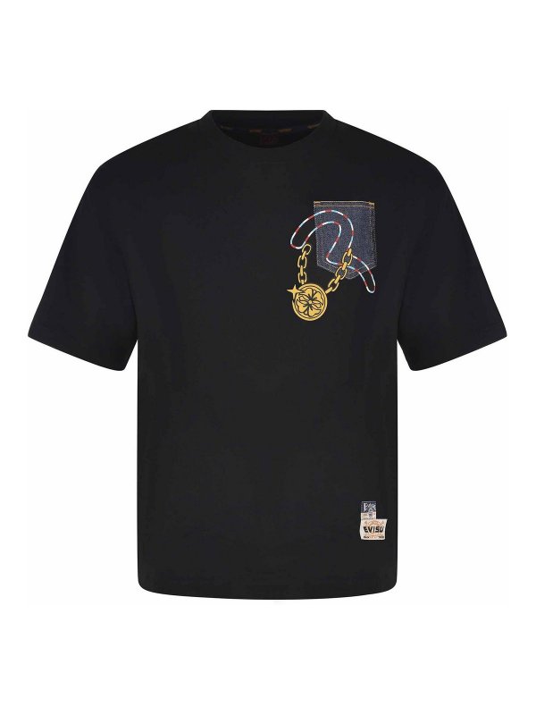EVISU: t-shirt - T-shirt in cotone nero