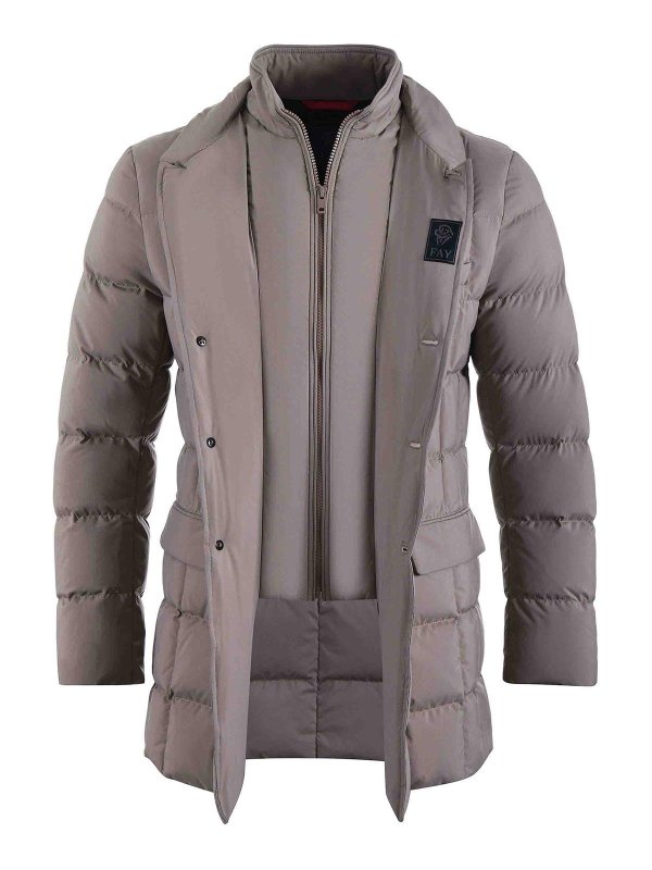FAY: padded coats online - Long Quilted Nylon Down