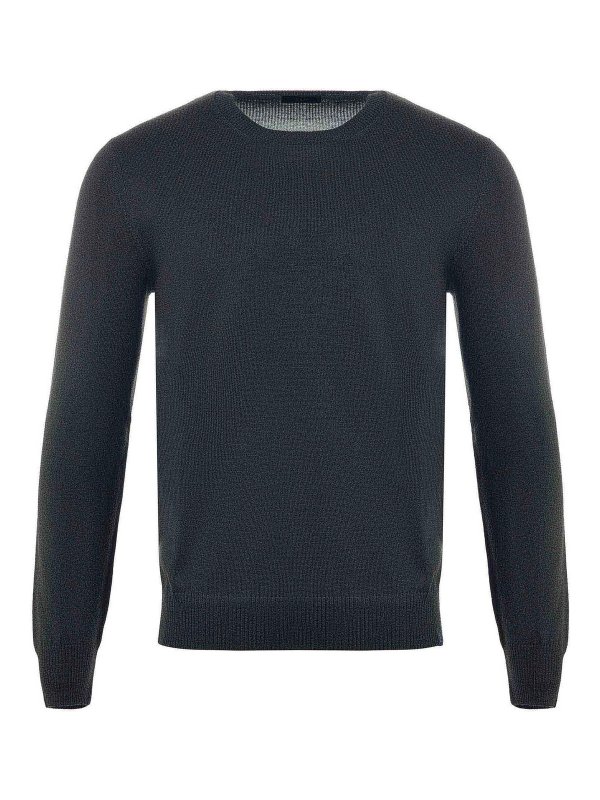 FAY: Strickpullover mit Rundhalsausschnitt - Rundhalspullover - Dunkelgrün