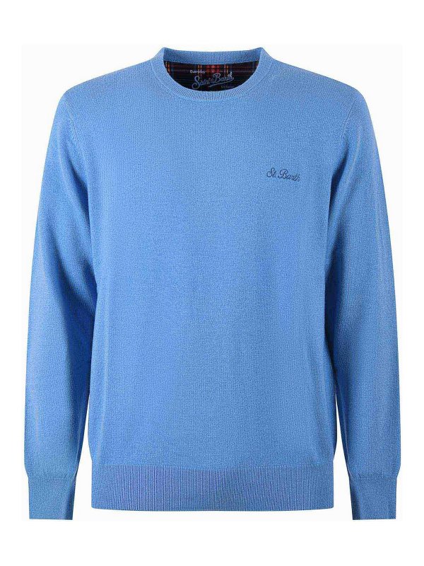 MC2 SAINT BARTH: Strickpullover mit Rundhalsausschnitt - Rundhalspullover - Blau