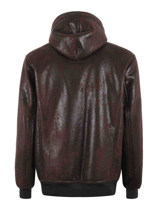Blouson En Cuir - Marron Foncé shop online: YES LONDON