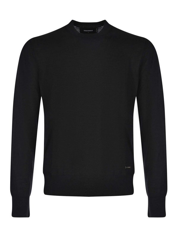 DSQUARED2: Suéteres con cuello pico - Suéter Cuello Redondo - Negro