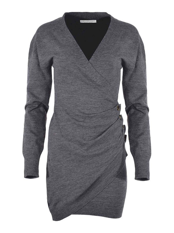 Philosophy di Lorenzo Serafini: ニーレングスドレス - 膝丈ドレス - グレー