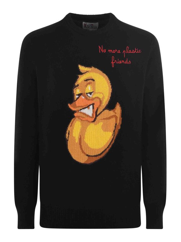 MC2 SAINT BARTH: Strickpullover mit Rundhalsausschnitt - Rundhalspullover - Schwarz