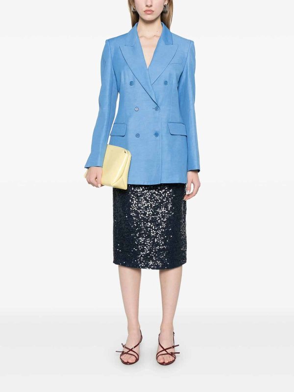 膝丈/ミディスカート - ブルー shop online: P.A.R.O.S.H.