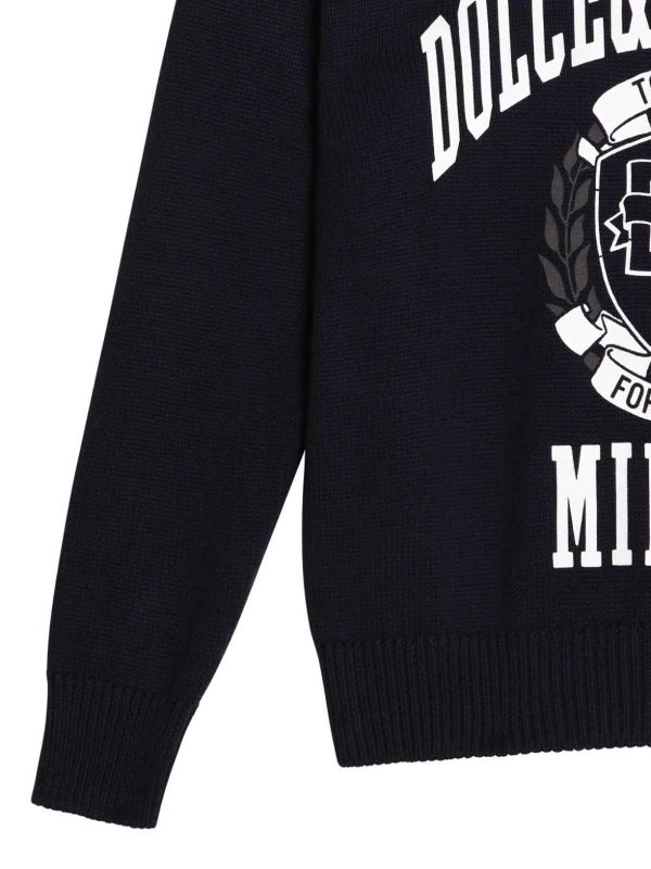 Dolce & Gabbana Jr: Strickpullover mit Rundhalsausschnitt online - Rundhalspullover - Blau