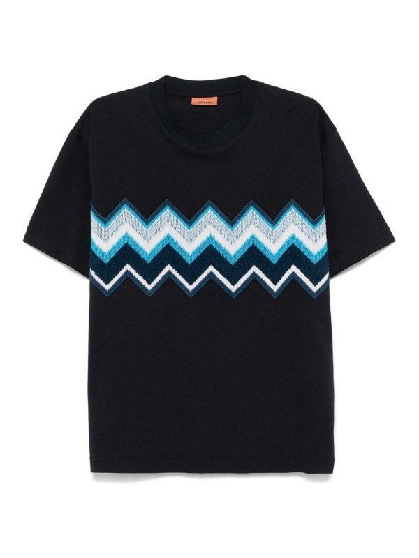 MISSONI: T-shirts - T-Shirt - Bleu Foncé