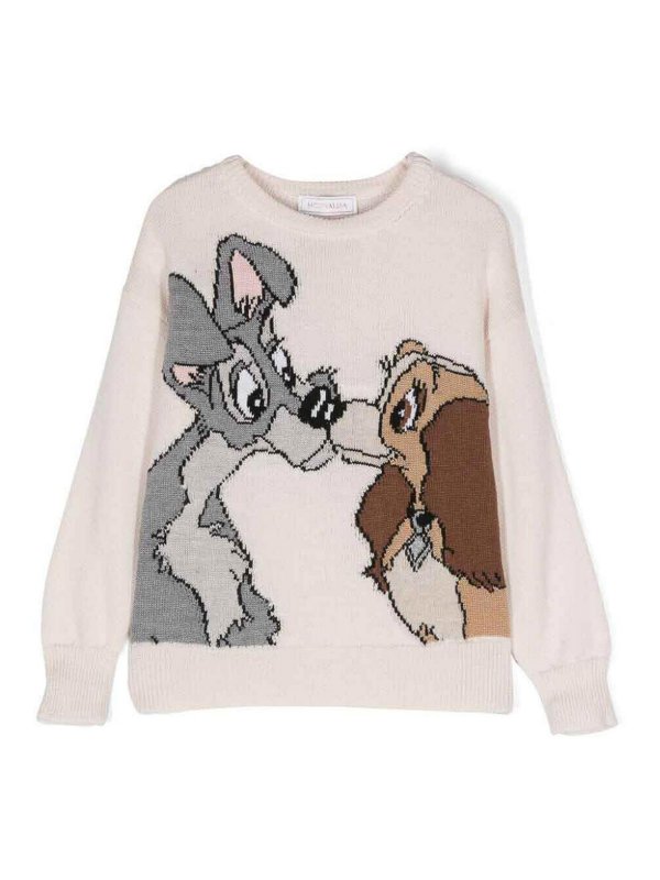 MONNALISA: Strickpullover mit Rundhalsausschnitt - Rundhalspullover - Hellbeige