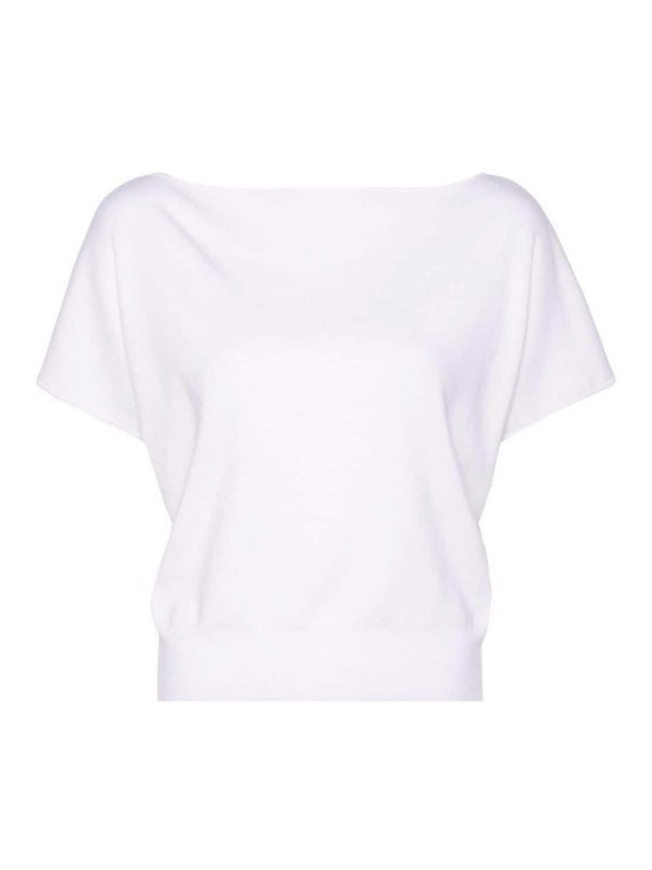 P.A.R.O.S.H.: U-Boot-Ausschnitt - U-Boot-Pullover - Weiß