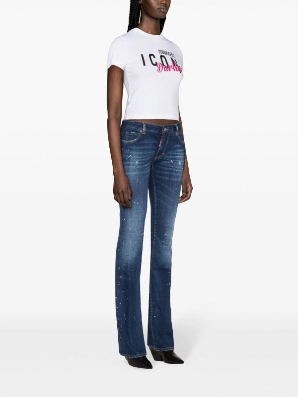 The Best Shops DSQUARED2: ベルボトムジーンズ - ショートパンツ - ライトウォッシュ