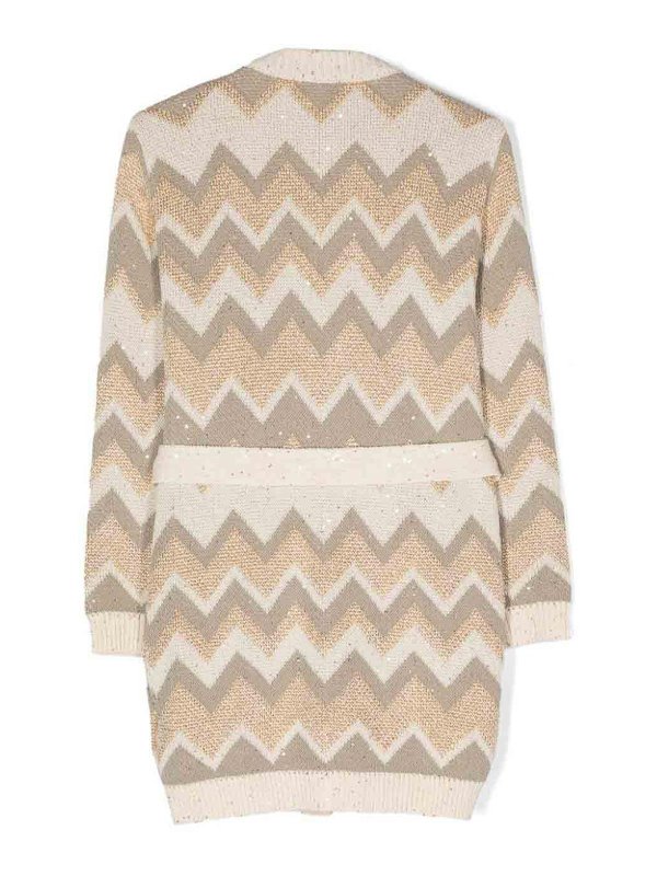 Missoni Kids: Strickpullover mit Rundhalsausschnitt - Rundhalspullover - Hellbraun