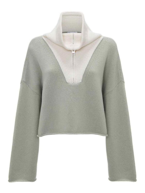 J.W. ANDERSON: Strickpullover mit Rundhalsausschnitt - Rundhalspullover - Hellgrün