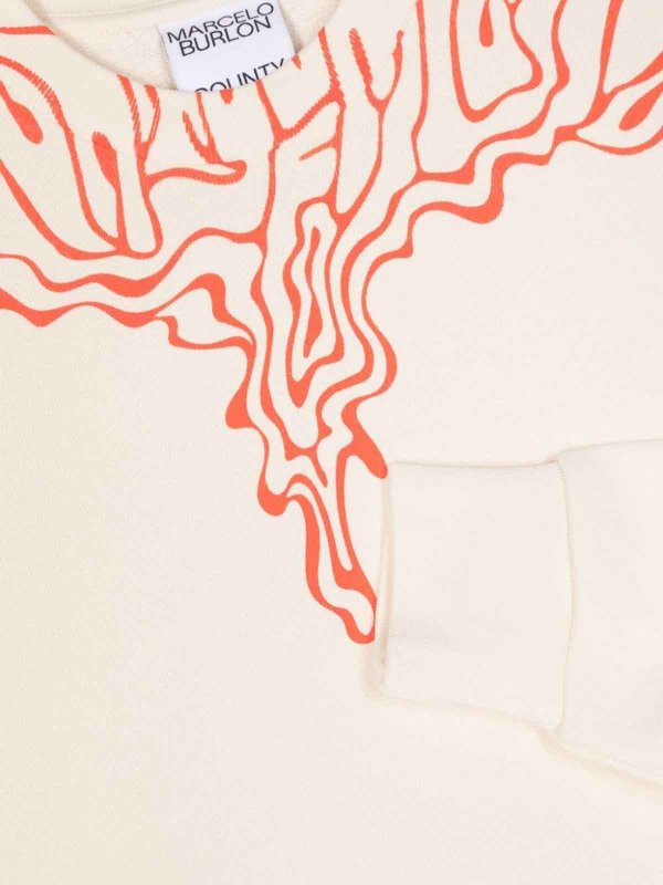 The Best Shops Marcelo Burlon Kids: Suéteres con cuello pico - Suéter Cuello Redondo - Beis Claro