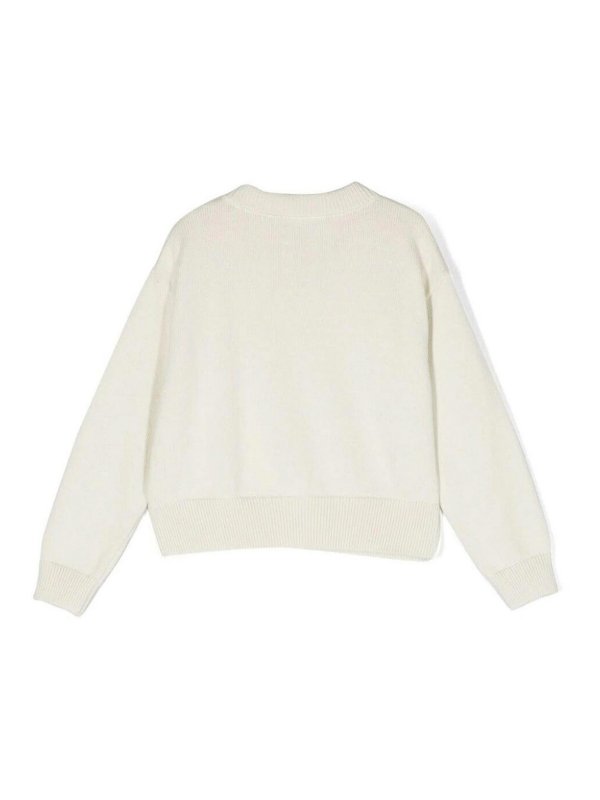 Moschino Kids: Strickpullover mit Rundhalsausschnitt online - Rundhalspullover - Hellgrau