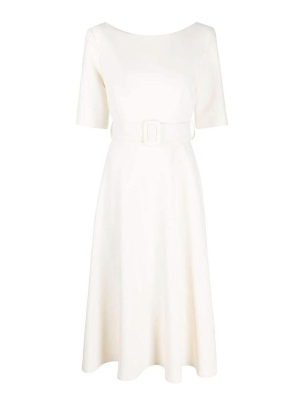 P.A.R.O.S.H.: Knielange Kleider - Knielanges Kleid - Creme