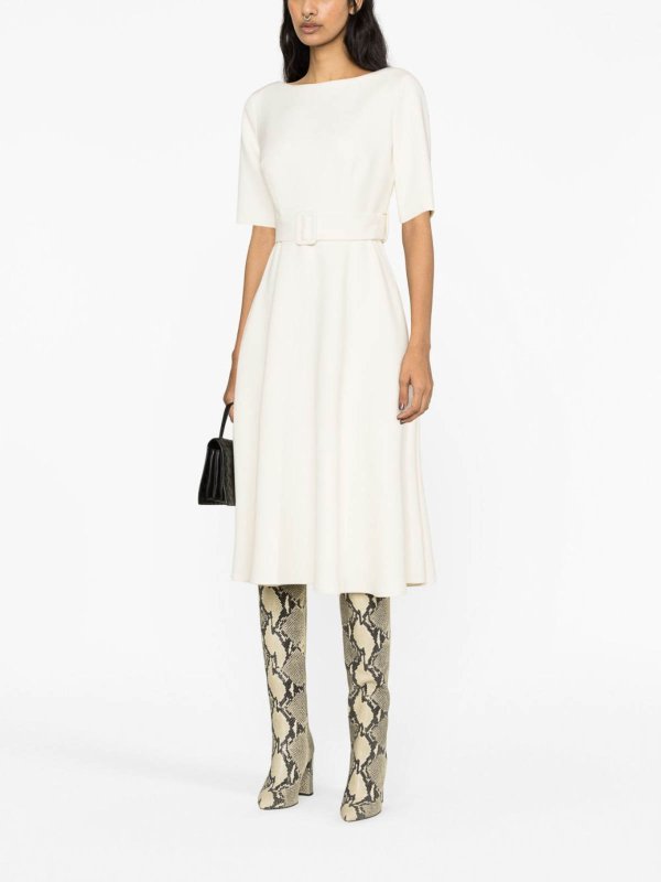 P.A.R.O.S.H.: Knielange Kleider online - Knielanges Kleid - Creme