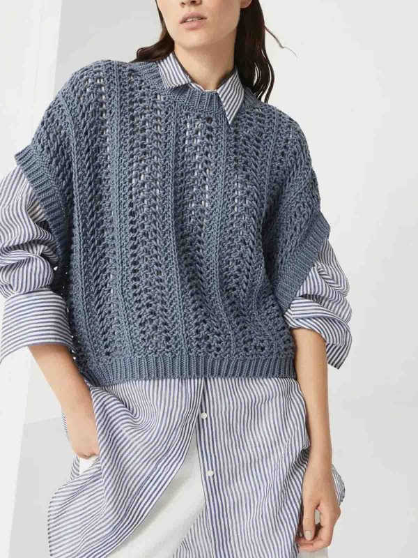 The Best Shops BRUNELLO CUCINELLI: Tops und Tank Tops - Casual Hose - Blau