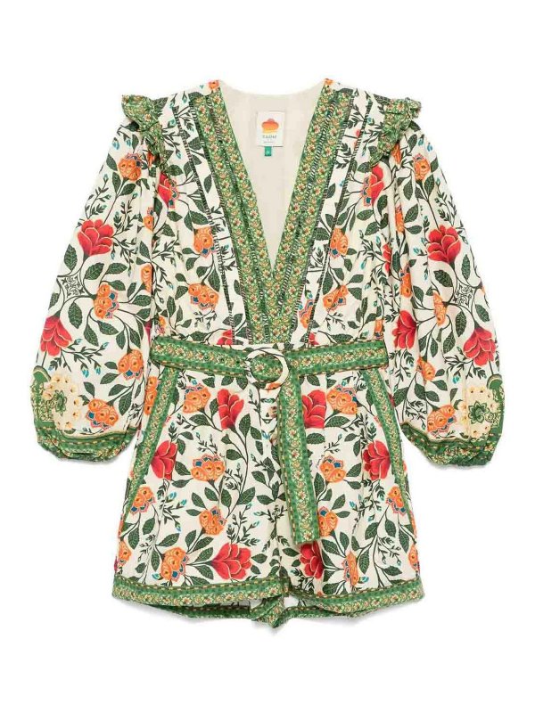 FARM RIO: jumpsuits - Garden Tapestry Playsuit