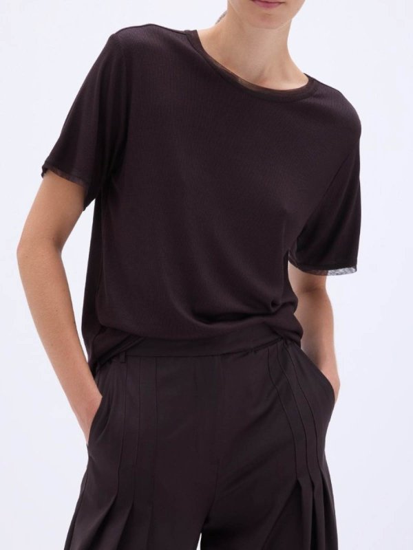 The Best Shops REMAIN Birger Christensen: t-shirt - Maglietta con bordo in rete