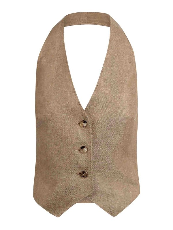 Max Mara: ベスト＆チョッキ - ウェストコート/ジレ - ベージュ