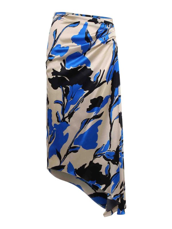 Max Mara: Knee length skirts & Midi - Asymmetric skirt in printed satin