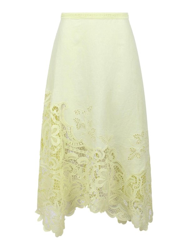 ULLA JOHNSON: ニーレングススカート＆ミディ丈 - 膝丈/ミディスカート - イエロー