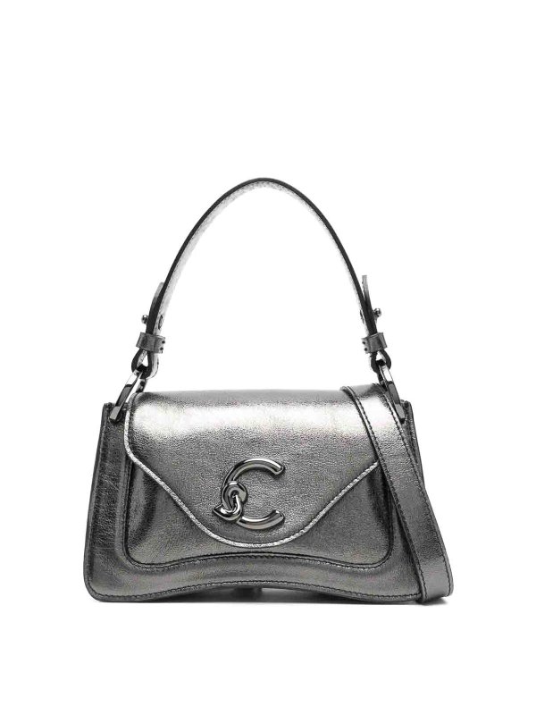 COCCINELLE: cross body bags - Mini leather bag with logo -plated plate