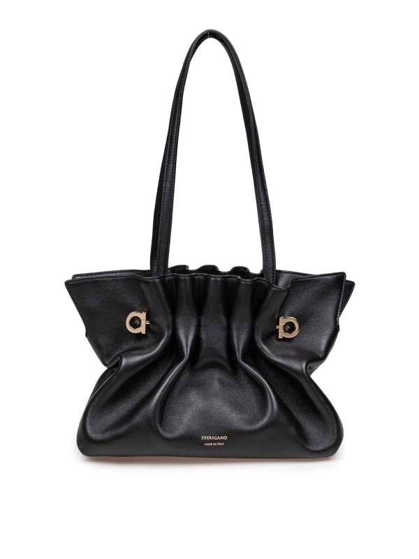 SALVATORE FERRAGAMO: cross body bags - Soft bag in black nappa