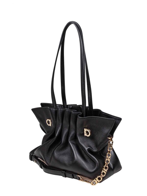 The Best Shops SALVATORE FERRAGAMO: cross body bags - Soft bag in black nappa