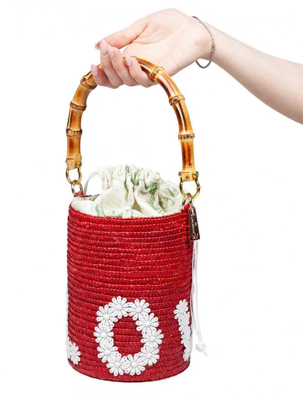 バックパック・リュック La Milanesa LOV-G Bucket Bags & Backpacks love bag in straw La Milanesa Love bucket bag in straw red color - Red - Women