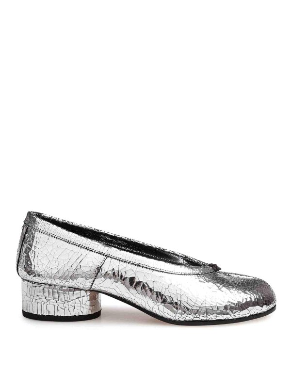 Maison Margiela: flat shoes - Silver -color mirror tabi dancer