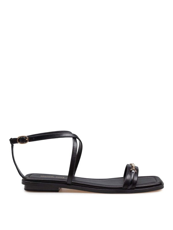 MICHAEL KORS: flat shoes - Sandal Lena Flat in black leather