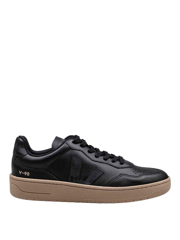 VEJA: trainers - V-90 sneakers in black leather