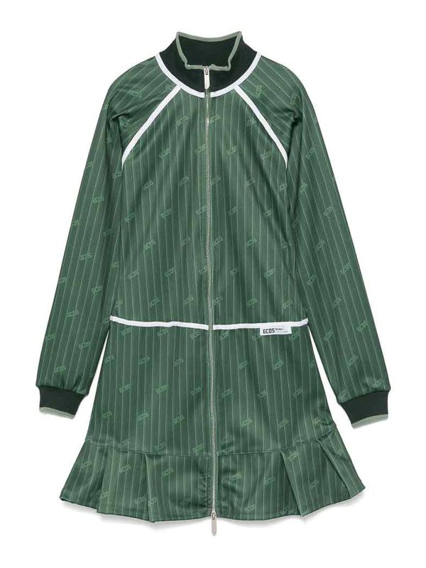 GCDS: Knielange Kleider - Knielanges Kleid - Grün