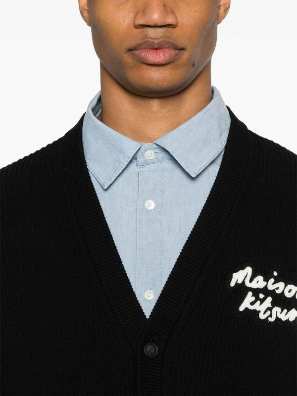 MAISON KITSUNÉ: Strickpullover mit Rundhalsausschnitt online - Rundhalspullover - Schwarz