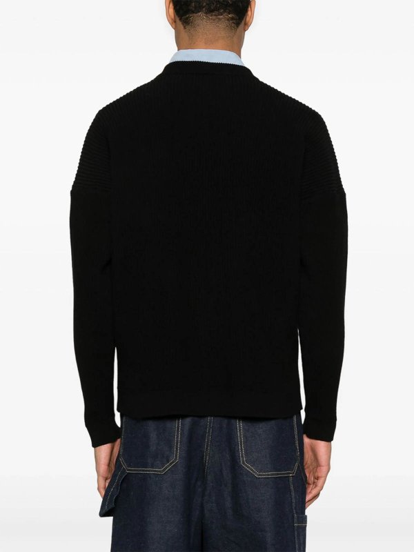 The Best Shops MAISON KITSUNÉ: Strickpullover mit Rundhalsausschnitt - Rundhalspullover - Schwarz