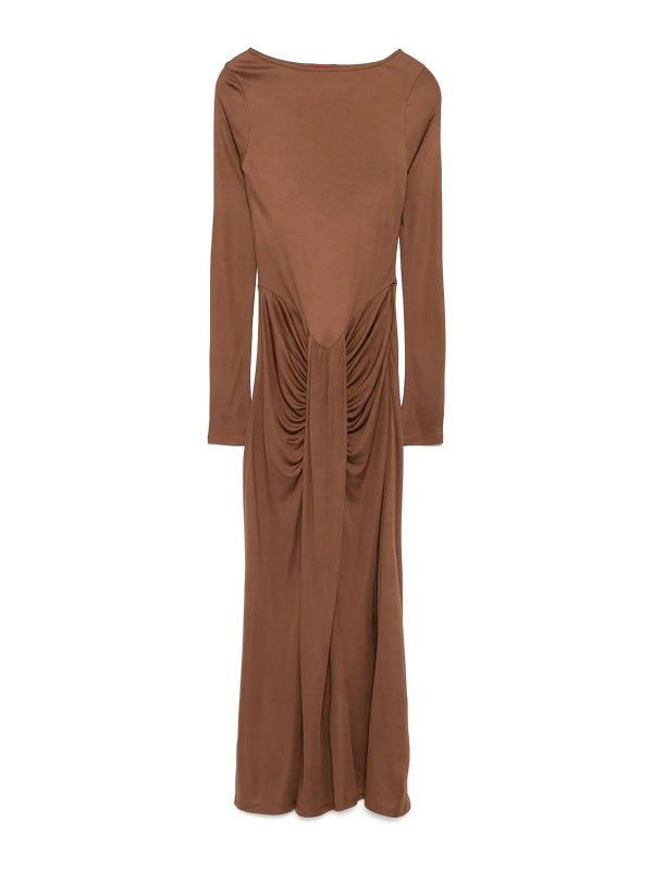 STAUD: knee length dresses - Draped midi dress