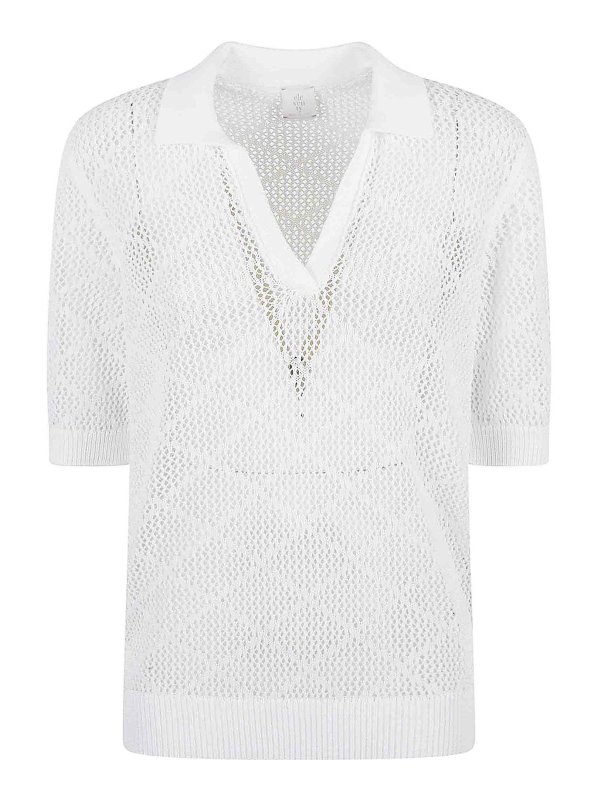 ELEVENTY: U-Boot-Ausschnitt - U-Boot-Pullover - Weiß