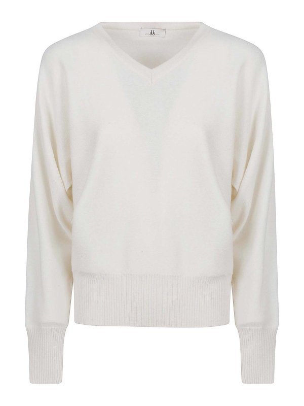 eleven88: U-Boot-Ausschnitt - U-Boot-Pullover - Weiß