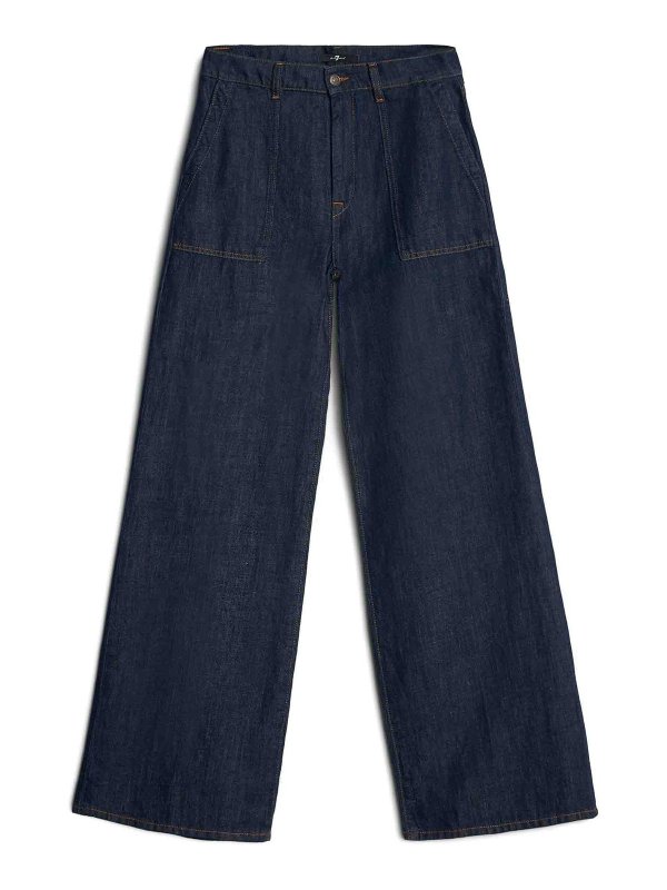 7 FOR ALL MANKIND: ストレートジーンズ - ストレートジーンズ - ブルー