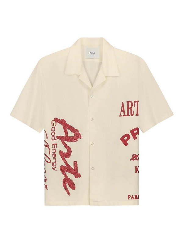 ESSENTIEL ANTWERP: shirts - Red Print Beige Shirt