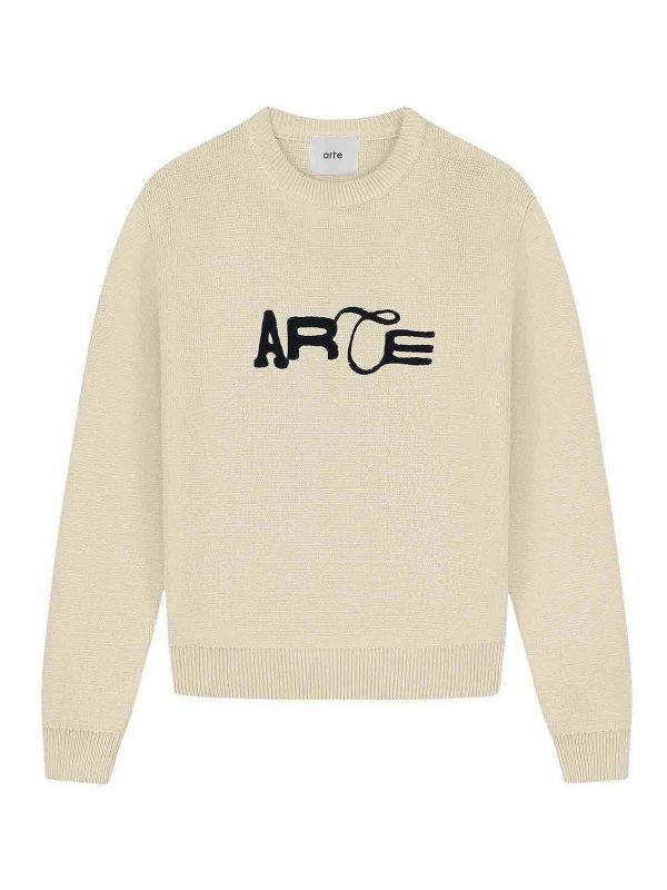 ESSENTIEL ANTWERP: Strickpullover mit Rundhalsausschnitt - Rundhalspullover - Creme