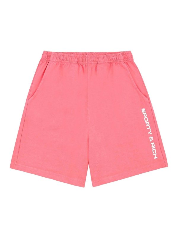 SPORTY & RICH: pantaloni shorts - Shorts in palestra logo in grassetto