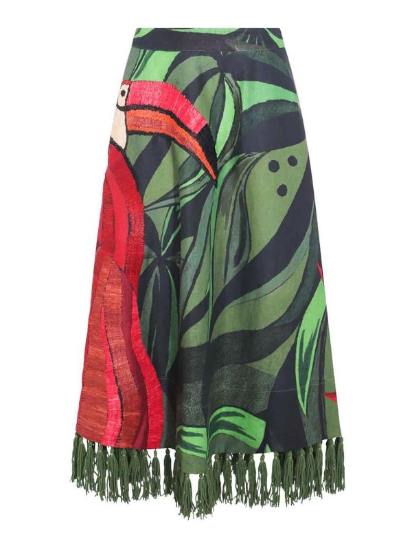 FARM RIO: ニーレングススカート＆ミディ丈 - 膝丈/ミディスカート - 緑